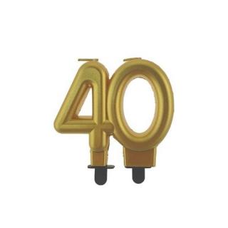 Svíčka narozeninová - číslice 40 - zlacená 8cm