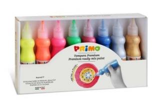 Temperové barvy 3D PRIMO FLUO+METAL, sada 8 x 50 ml, box