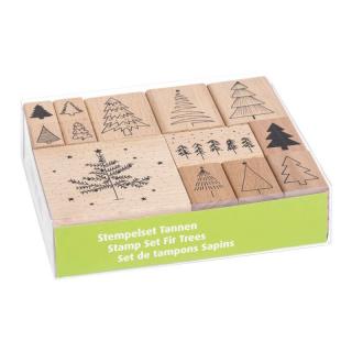 Vánoční stromečky - gumová razítka na dřevěsada (13ks)