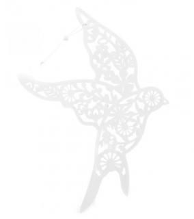 Závěs Kolibřík s výřezem 31x24cm dřevěný, bílý
