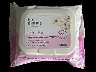 Be Beauty Natural odličovací ubrousky Sensitive pro suchou a citlivou pleť - 25 ks s víčkem