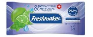 Freshmaker antibakteriální vlhčené ubrousky na ruce a tělo Lime&Mint - 15 ks Barva: Fialové s limetkou
