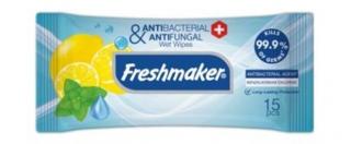 Freshmaker antibakteriální vlhčené ubrousky na ruce a tělo Lime&Mint - 15 ks Barva: Modré s citrónem