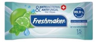 Freshmaker antibakteriální vlhčené ubrousky na ruce a tělo Lime&Mint - 15 ks Barva: Modré s limetkou