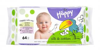 Happy Baby čistící ubrousky hedvábí a bavlna - 64 ks