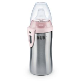 NUK FC Active Cup z vysoce kvalitní nerezové oceli s pítkem (215 ml) Barva: Růžová