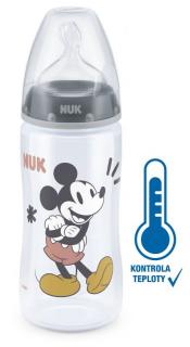 NUK FC+ láhev s kontrolou teploty Mickey - 300 ml Barva: šedá