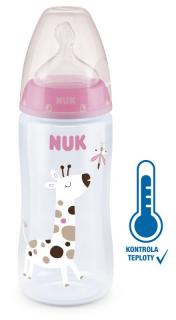 NUK FC+ láhev s kontrolou teploty se savičkou Flow Control - 300 ml Barva: Růžová