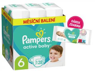 Pampers Active Baby vel. 6 - 128 ks (13-18 kg)  + Pampers Sensitive - 52 ks