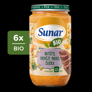 Sunar BIO Batáty, hovězí maso, čočka (6 x 235 g)
