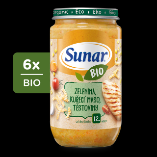 Sunar BIO Zelenina, kuřecí maso, těstoviny (6 x 235 g)
