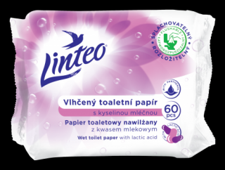 Vlhčený toaletní papír Linteo s kyselinou mléčnou - 60 ks