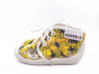 Capáčky-tenisky Boots4you Žlutá potisk Velikost: 19