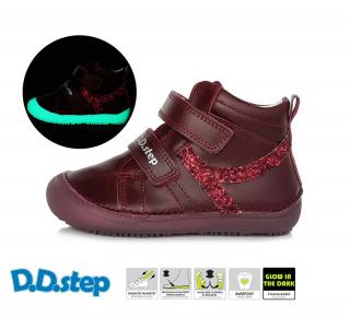 Celoroční obuv DDstep barefoot A063-316 C dívčí červená svítící ve tmě Velikost: 35