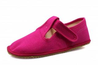 Papuče Beda barefoot -PINK SHINE třpytivé (slim verze) Velikost: 28