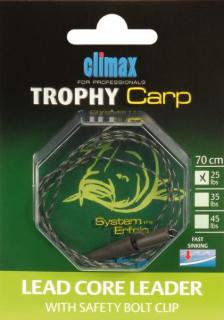 Climax Trophy Carp Lead Core Leader with Safety Bolt Clip - 15 kg Climax Trophy Carp Lead Core Leader with Safety Bolt Clip - 12 kg