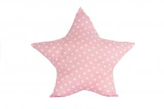 Bavlněný růžový polštář Hvězda s puntíky