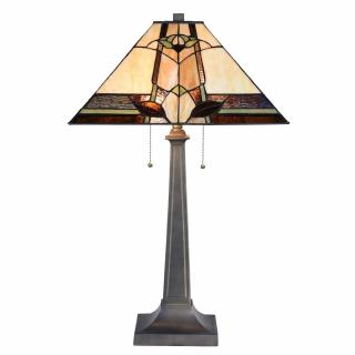 Béžovo-hnědá stolní lampa Tiffany - 45*45*80 cm E27/max 2*60W