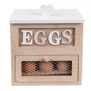 Držák na vejce hnědý, drěvěný-  18*9*20 cm