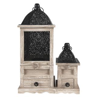 Kovová lucerna Bianca - 20*20*53 / 14*14*25 cm