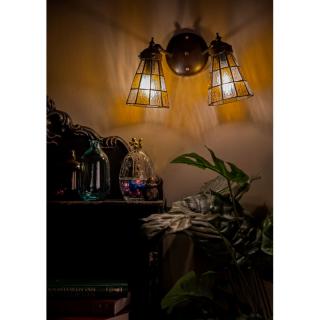 Nástěnná lampa Tiffany Dark Sunflower -  30*23*23 cm E14/max 2*25W