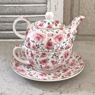 Porcelánový čajový set pro jednoho Roses- 16*11*14 cm / 400 ml / 250 ml