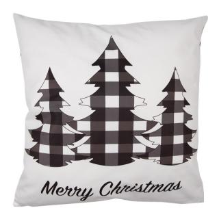 Povlak na polštář černobílý Christmas trees - 45x45 cm