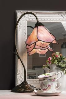 Stolní lampa Tiffany Pink Flower - Ø 31*48 cm 1x E14 / Max 40W