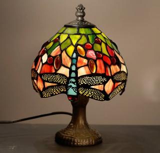 Stolní lampa Tiffany Red Dragonfly - Ø 16*25 cm E14/max 1*25W