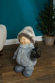 Vánoční dekorace chlapec s lucernou -51*32*20 cm