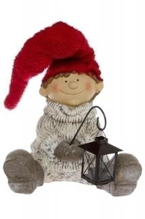 Vánoční dekorace chlapec s lucernou -75*32*25 cm
