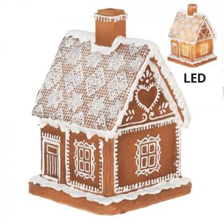 Vánoční perníková chaloupka s Led světýlky Gingerbread - 13*13*18cm/ 3*AA