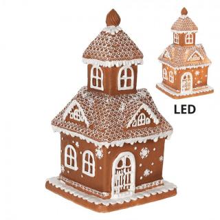 Vánoční perníková chaloupka s Led světýlky Gingerbread - 14*14*25cm/ 3*AA