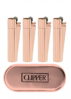Zapalovač CLIPPER kovový - Rosegold s krabičkou