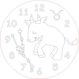 Hodiny obrázkový horoskop býk  - Barevné pískování obrázků