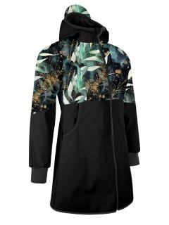 Unuo, Dámský softshellový kabát s fleecem Street, Černá, Listy a větvičky Velikost: 3XL