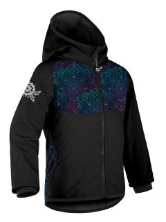 Unuo, Dětská softshellová bunda s fleecem Basic, Černá, Temná mandala Velikost: 98/104