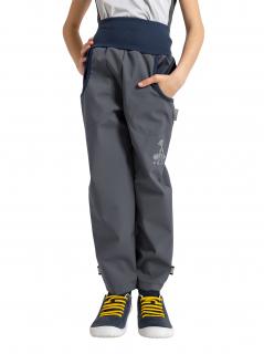 Unuo, Dětské softshellové kalhoty s fleecem Basic, Tm. Šedá Velikost: 110/116