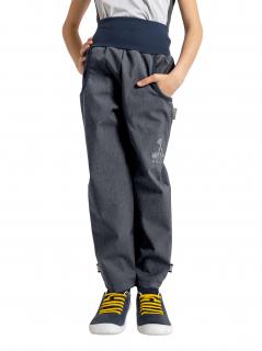 Unuo, Dětské softshellové kalhoty s fleecem Basic, Žíhaná Antracitová Velikost: 104/110