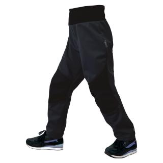 Unuo, Dětské softshellové kalhoty s fleecem pružné Flexi, Černá, Černá Velikost: 122/128