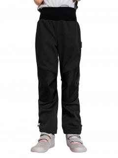 Unuo, Dětské softshellové kalhoty s fleecem pružné Flexi, Černá, Černá Velikost: 140/146