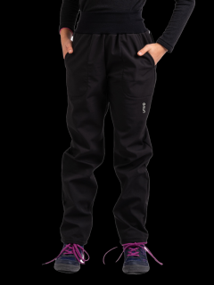 Unuo, Dětské softshellové kalhoty s fleecem Simple, Černá Velikost: 134/140