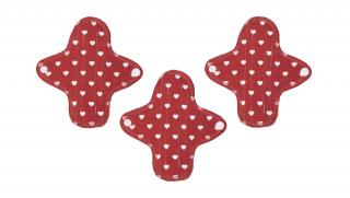 Slipové látkové vložky z biobavlny Mini - Red Hearts 3 ks