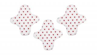 Slipové látkové vložky z biobavlny Mini - White Hearts 3 ks