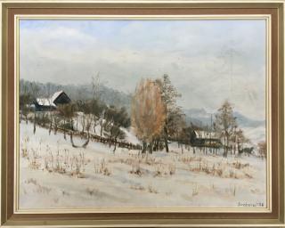 Všeň v zimě, stodoly a stavení – Eduard Brabenec (1938-2016