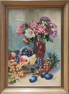 Zátiší s ovocem a květinami – neznámý autor