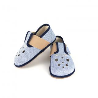 Barefoot papučky látkové modré Velikosti obuvi: 20