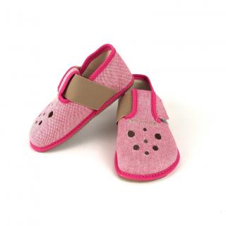 Barefoot papučky látkové růžové Velikosti obuvi: 20