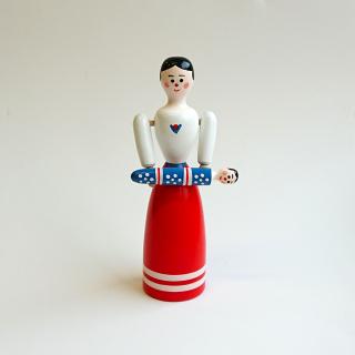Dřevěná panenka s miminkem Panenka s miminkem: Bílá halenka, červená sukně