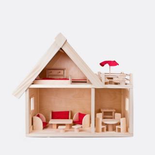 Dřevěný dům pro panenky Domeček pro panenky: Červená střecha